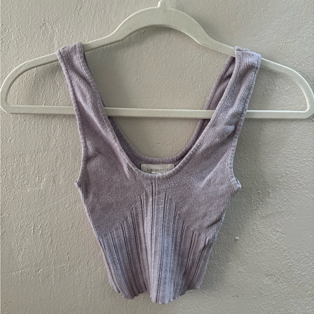 La Hearts Lavender Ribbed Scoop Tank